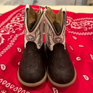 NWOT. Baby cowboy boots with faux ostrich leather. Size 4 infant.